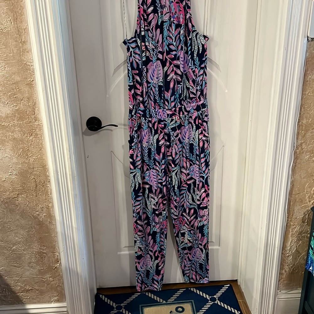 Lilly Pulitzer Wyota Jumpsuit Oyster Bay Navy You've Been Spotted